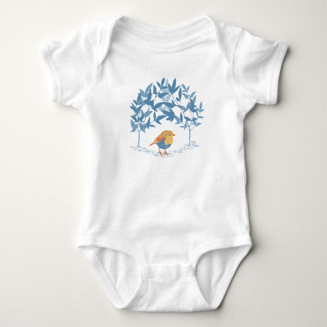 Cute Garden Bird Baby Bodysuit (Front)