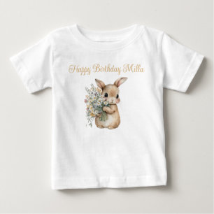 Cute Garden Bunny Birthday Girl T-Shirt