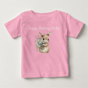 Cute Garden Bunny Birthday Girl T-Shirt
