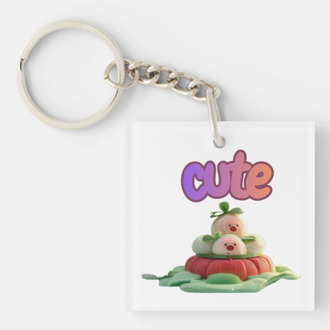 Cute Garden Delights Acrylic Keychain (Front)