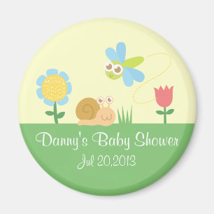 Cute Garden Dragonfly and Snail Baby Shower Favour Magnet