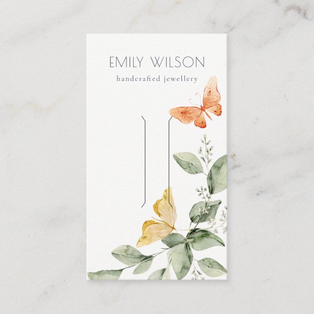 Cute Garden Foliage Butterflies Hair Clip Display Business Card (Front)