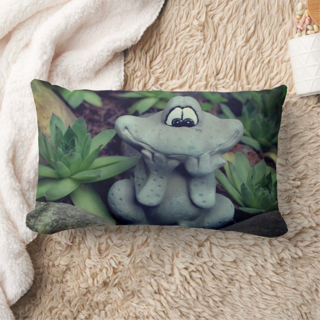Cute Garden Frog Succulent Garden Lumbar Cushion (Blanket)