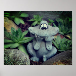 Cute Garden Frog Succulent Garden Poster