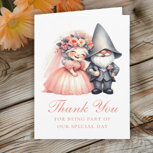 Cute Garden Gnome Orange Wedding Thank you  Card