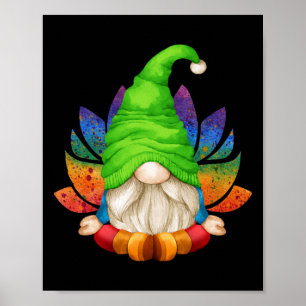 Cute Garden Gnome With Lotus Flower For Mom And Yo Poster