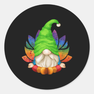 Cute Garden Gnome With Lotus Flower For Mum And Yo Classic Round Sticker