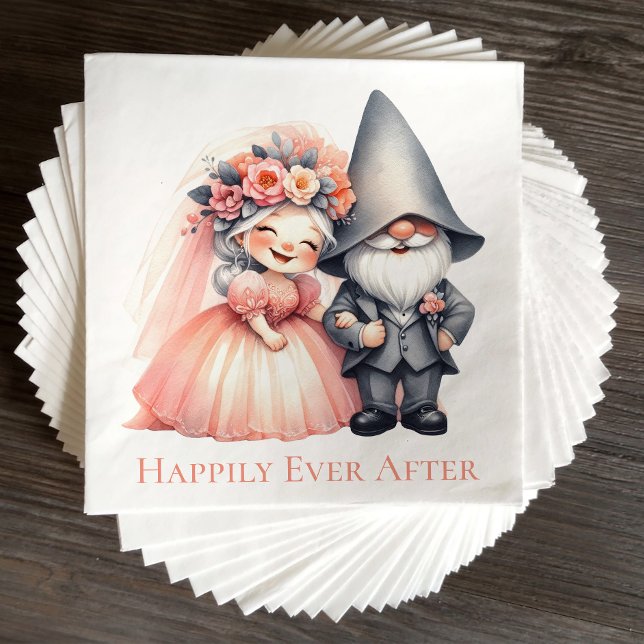 Cute Garden Gnome Woodland Summer Wedding Napkin (Creator Uploaded)