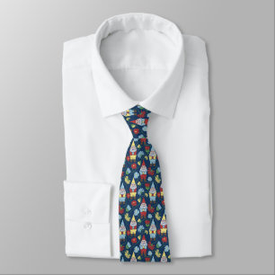 Cute Garden Gnomes and Flowers Patterned Tie