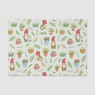 Cute Garden Gnomes, Flowers and Birds   Tissue Paper