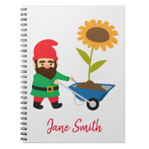 Cute garden gnomes fun notebook