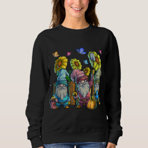 Cute Garden Gnomes with Butterfly Sunflowers Garde Sweatshirt