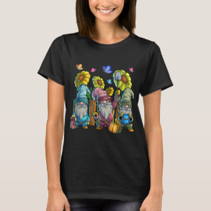 Cute Garden Gnomes with Butterfly Sunflowers Garde T-Shirt