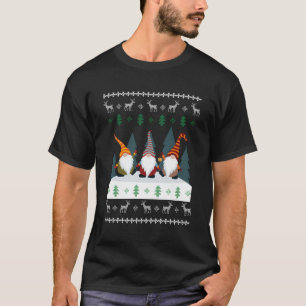 Cute Garden Gnomes Xmas Elf Ugly For Christmas T-Shirt