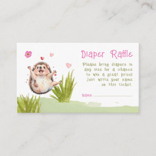 Cute Garden Hedgehog Baby Shower Diaper Raffle Enclosure Card
