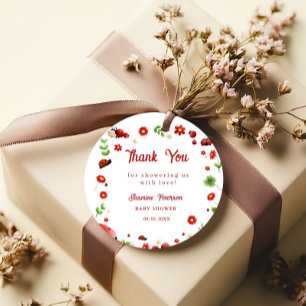 Cute Garden little ladybug baby shower Invitation Favour Tags