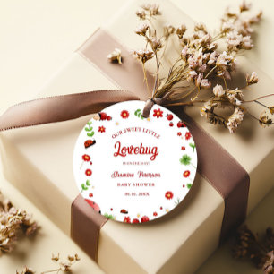 Cute Garden little ladybug baby shower Invitation Favour Tags