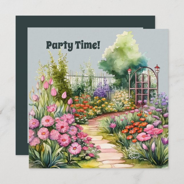 Cute Garden party lovers Invitation (Front/Back)