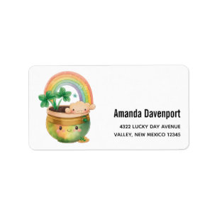 Cute Garden Planter with Rainbow & Clover Label
