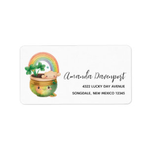 Cute Garden Planter with Rainbow & Clover Label