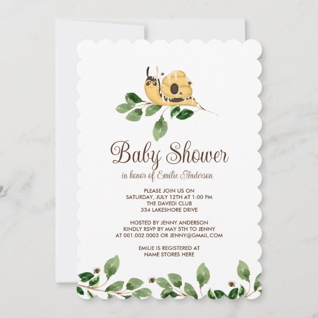 Cute Garden Snail Bee Hive Party Invitation (Front)