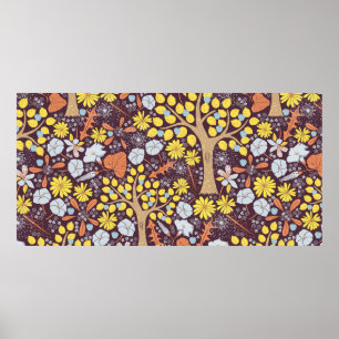Cute garden vintage repeat seamless pattern. Apple Poster