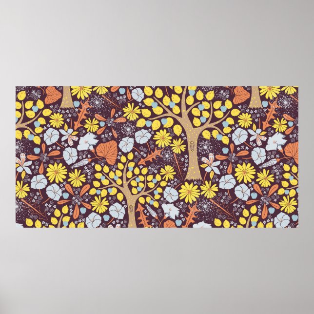 Cute garden vintage repeat seamless pattern. Apple Poster (Front)