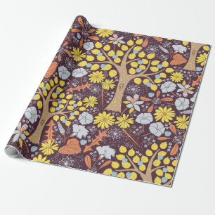 Cute garden vintage repeat seamless pattern. Apple Wrapping Paper