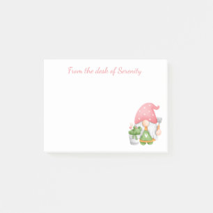 Cute Gardener Pink Green Watercolor Garden Gnome Post-it Notes