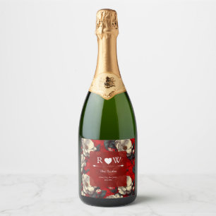 Cute Gardenias Garden Traditional Wedding Sparkling Wine Label