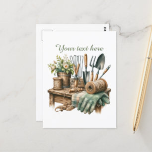 Cute gardening lovers customisable postcard