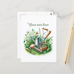 Cute gardening lovers customisable postcard
