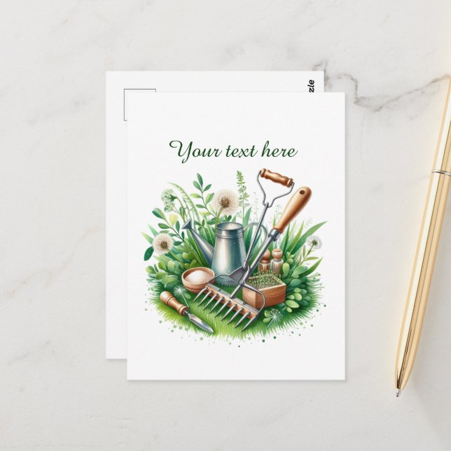 Cute gardening lovers customisable  postcard (Front/Back In Situ)