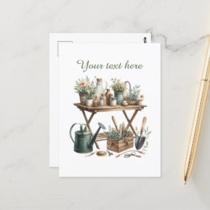 Cute gardening lovers customisable postcard