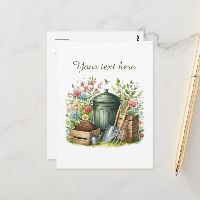 Cute gardening lovers customisable  postcard (Front/Back In Situ)