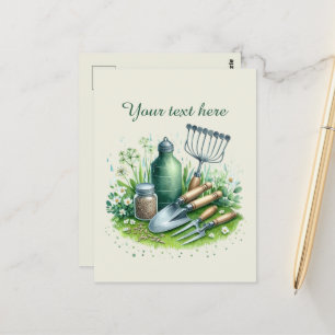 Cute gardening lovers customisable postcard