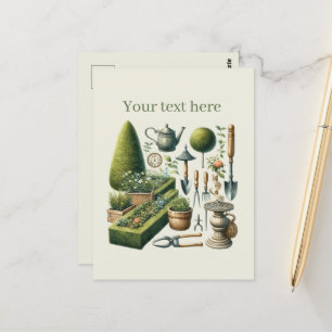 Cute gardening lovers customisable postcard