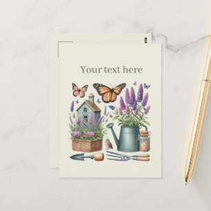 Cute gardening lovers customisable postcard