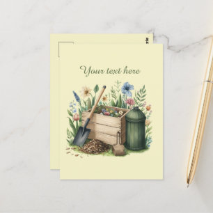 Cute gardening lovers customisable postcard