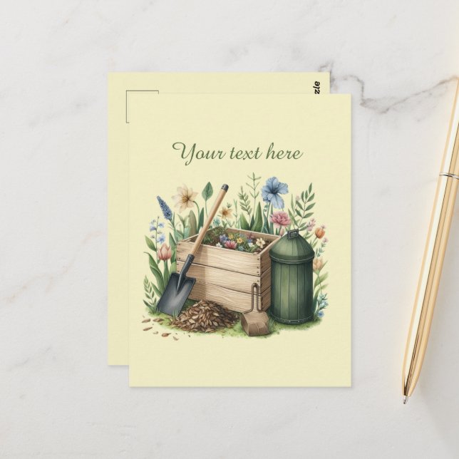Cute gardening lovers customisable  postcard (Front/Back In Situ)