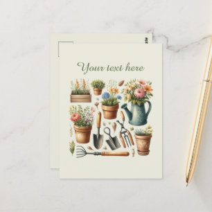 Cute gardening lovers customisable postcard