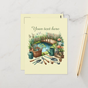Cute gardening lovers customisable postcard