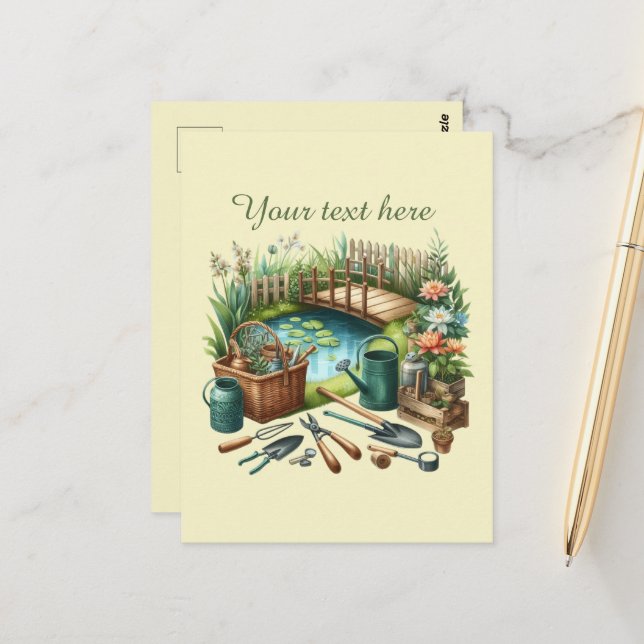 Cute gardening lovers customisable  postcard (Front/Back In Situ)