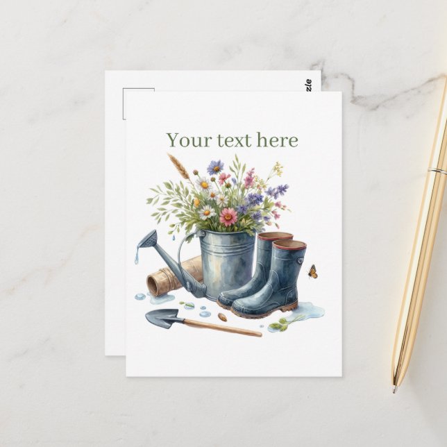 Cute gardening lovers customisable  postcard (Front/Back In Situ)