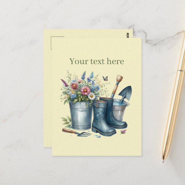 Cute gardening lovers customisable  postcard (Front/Back In Situ)