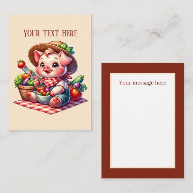 Cute Gardening pig lovers add text  Card (Front/Back)