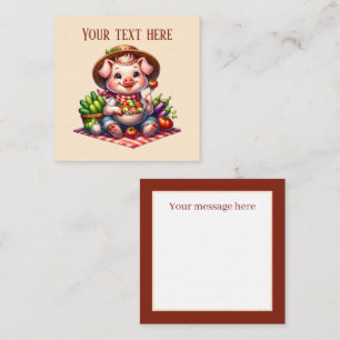 Cute gardening pig lovers add text card