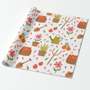 Cute Gardening Tools and Plants Seamless Pattern Wrapping Paper