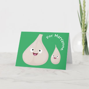 Cute garlic cartoon vegetable illustration card