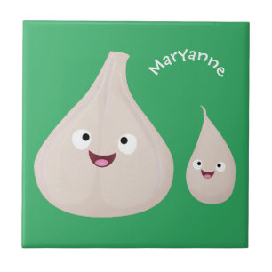 Cute garlic cartoon vegetable illustration ceramic tile
